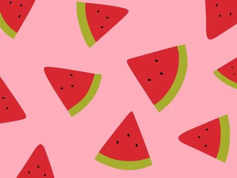 Seamless Watermelon Pattern on Pink Background Stock Illustration