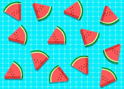 Seamless watermelon pattern on swimming pool background Stock Illustration