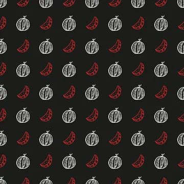 Seamless watermelon pattern. vector illustration with watermelon Stock Illustration