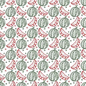 Seamless watermelon pattern. vector illustration with watermelon Stock Illustration