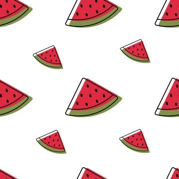 Seamless watermelon slice pattern.Watermelon slices on white background. Be.. Illustrazione stock