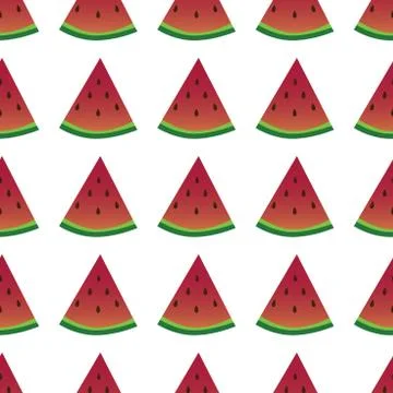 Seamless watermelons pattern. Vector background with watercolor watermelon Stock Illustration