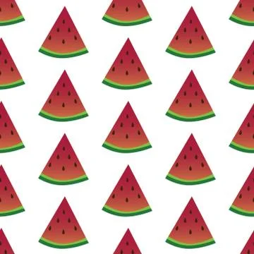 Seamless watermelons pattern. Vector background with watercolor watermelon Stock Illustration