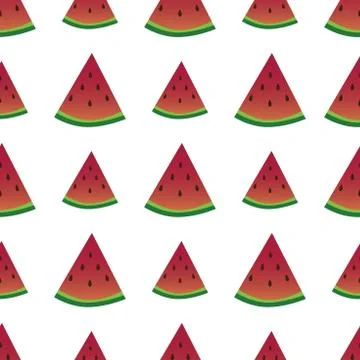 Seamless watermelons pattern. Vector background with watercolor watermelon Stock Illustration