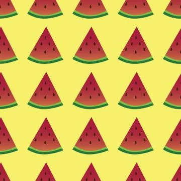 Seamless watermelons pattern. Vector background with watercolor watermelon Stock Illustration