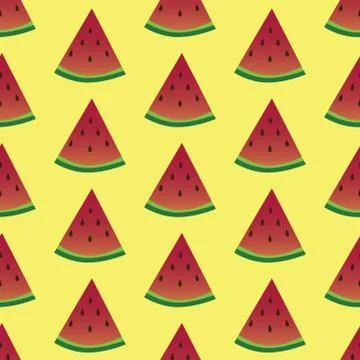 Seamless watermelons pattern. Vector background with watercolor watermelon Stock Illustration