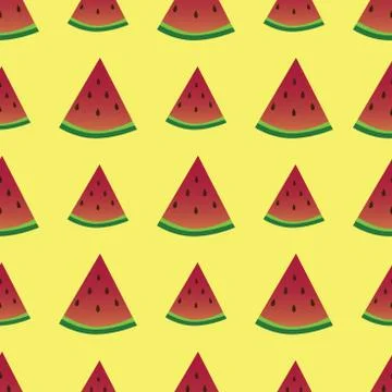 Seamless watermelons pattern. Vector background with watercolor watermelon Stock Illustration