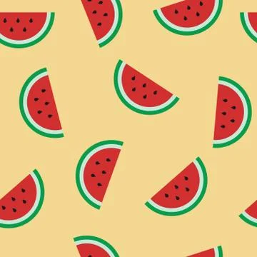 Seamless watermelons pattern. Vector background with watermelon slices Stock Illustration
