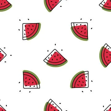 Seamless watermelons pattern. Vector background. Flat design. Stock Illustration
