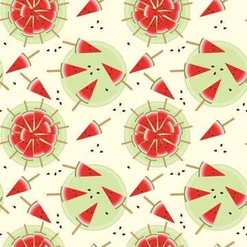 Seamless watermelons pattern. Vector background. Illustrazione stock