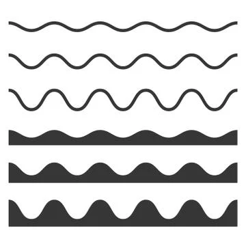 Seamless Wave and Zigzag Pattern Set on White Background. Vector Stock Illustration