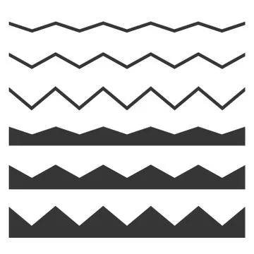 Seamless Wave and Zigzag Pattern Set on White Background. Vector Illustrazione stock