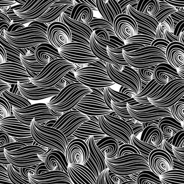 Seamless wave background black and white wave patterns seamlessly tiling. Stock Illustration