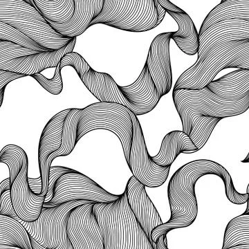 Seamless wave hair line pattern. イラスト素材