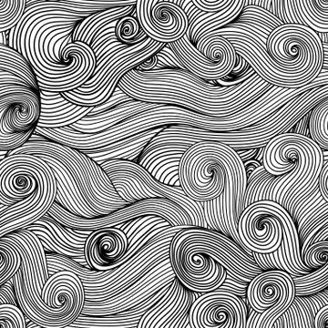 Seamless wave hand-drawn pattern, waves background (seamlessly tiling).can be Illustrazione stock