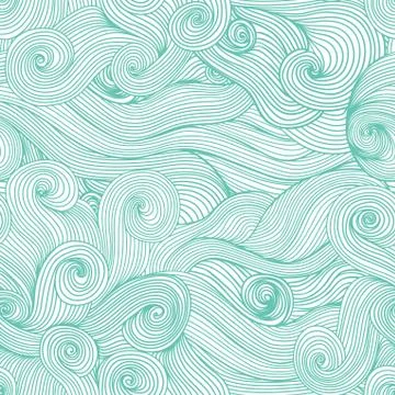 Seamless wave hand-drawn pattern, waves background (seamlessly tiling).can be Stock Illustration