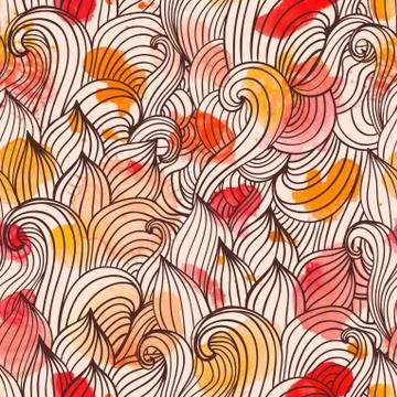 Seamless wave hand-drawn pattern, waves background. watercolor  seamless patt Stockillustratie