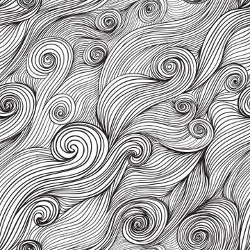 Seamless wave hand-drawn pattern, waves background (seamlessly tiling).can be Illustrazione stock
