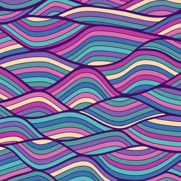 Seamless wave hand-drawn pattern, waves background (seamlessly tiling).can be Illustrazione stock