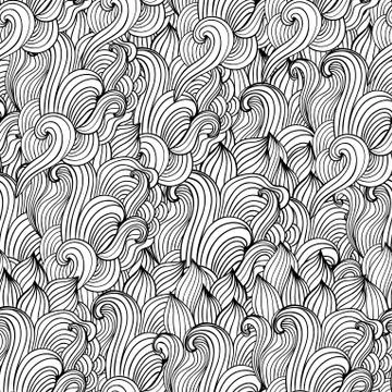 Seamless wave hand-drawn pattern, waves background (seamlessly tiling).can be Illustrazione stock