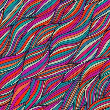Seamless wave hand-drawn pattern, waves background (seamlessly tiling).can be Stock Illustration