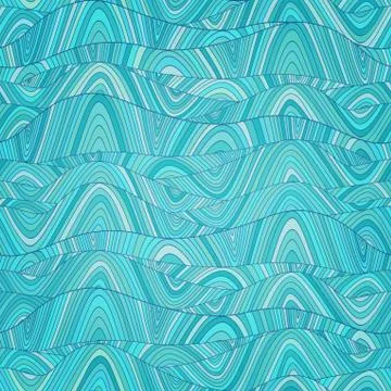 Seamless wave hand-drawn pattern, waves background (seamlessly tiling).can be Stockillustratie
