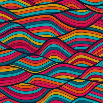 Seamless wave hand-drawn pattern, waves background (seamlessly tiling).can be Illustrazione stock