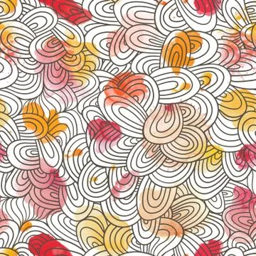 Seamless wave hand-drawn pattern, waves background. watercolor vector seamles Illustrazione stock
