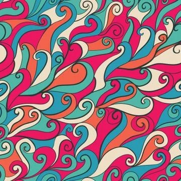 Seamless wave hand-drawn pattern, waves background (seamlessly tiling).can be Illustrazione stock