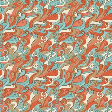 Seamless wave hand-drawn pattern, waves background (seamlessly tiling).can be Stockillustratie