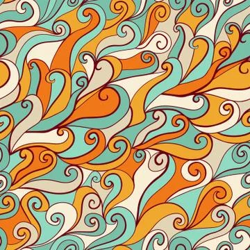 Seamless wave hand-drawn pattern, waves background (seamlessly tiling).can be Stock Illustration