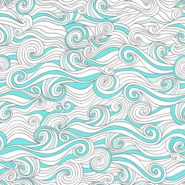 Seamless wave hand-drawn pattern, waves background (seamlessly tiling).can be 스톡 일러스트