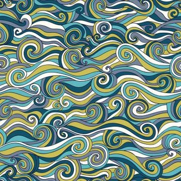 Seamless wave hand-drawn pattern, waves background (seamlessly tiling).can be Illustrazione stock