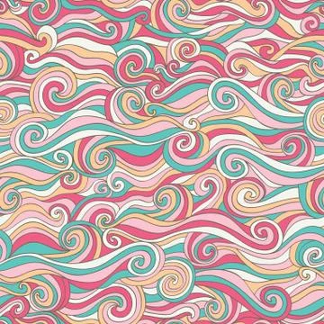 Seamless wave hand-drawn pattern, waves background (seamlessly tiling).can be Illustrazione stock