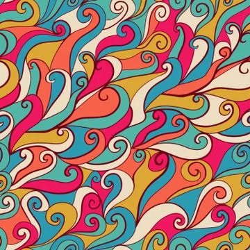 Seamless wave hand-drawn pattern, waves background (seamlessly tiling).can be Stock Illustration