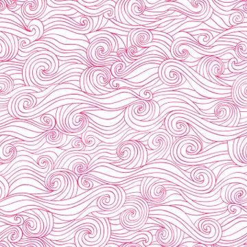 Seamless wave hand-drawn pattern, waves background (seamlessly tiling).can be イラスト素材