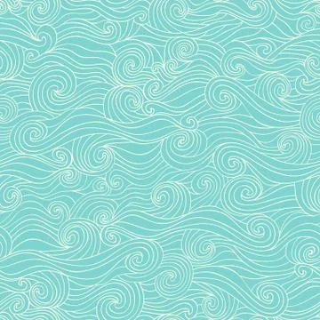 Seamless wave hand-drawn pattern, waves background (seamlessly tiling).can be Stock Illustration