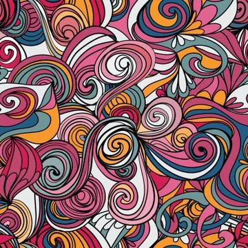 Seamless wave hand-drawn pattern, waves background Illustrazione stock
