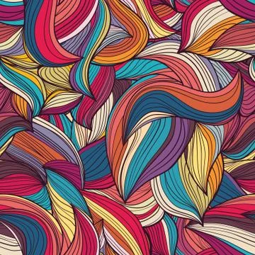 Seamless wave hand-drawn pattern, waves background Stockillustratie