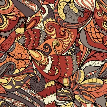 Seamless wave hand-drawn pattern, waves background Illustrazione stock