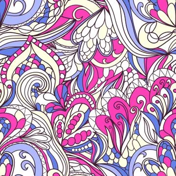 Seamless wave hand-drawn pattern, waves background Stock Illustration