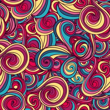 Seamless wave hand-drawn pattern, waves background Stockillustratie