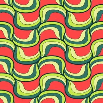 Seamless wave hand-drawn pattern, vector Stock Illustration