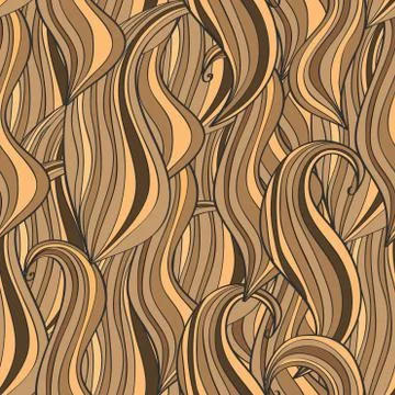 Seamless wave hand-drawn pattern, brown waves background Stockillustratie