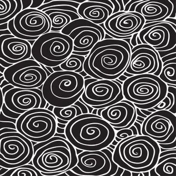 Seamless wave hand drawn pattern, waves abstract background curled pattern Illustrazione stock