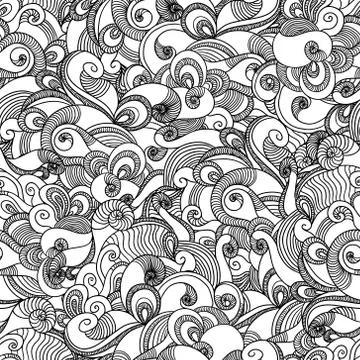 Seamless wave hand drawn pattern. Stock Illustration