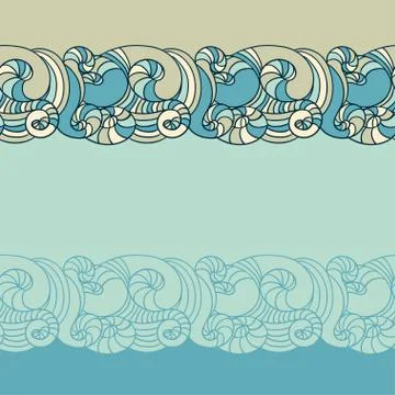 Seamless wave hand drawn pattern. Abstract background Stock Illustration