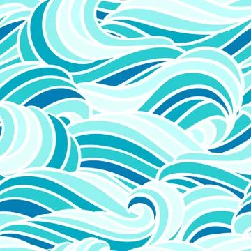 Seamless wave pattern. Background with sea, river or water texture. Stock Illustration