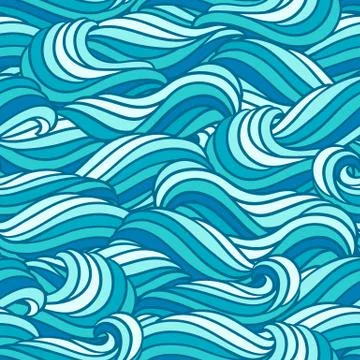 Seamless wave pattern. Background with sea, river or water texture. Stock Illustration