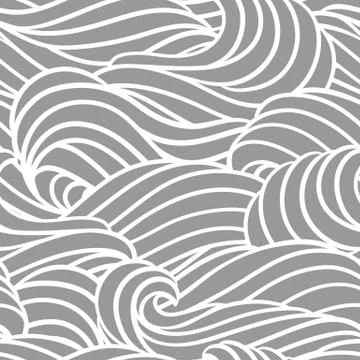Seamless wave pattern. Background with sea, river or water texture. Stock Illustration